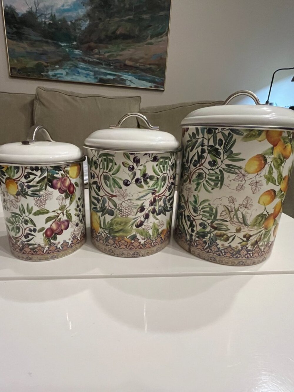 Michel Design Works Tuscan Grove Carbon Steel 3 Piece Kitchen Canister Set KCS27